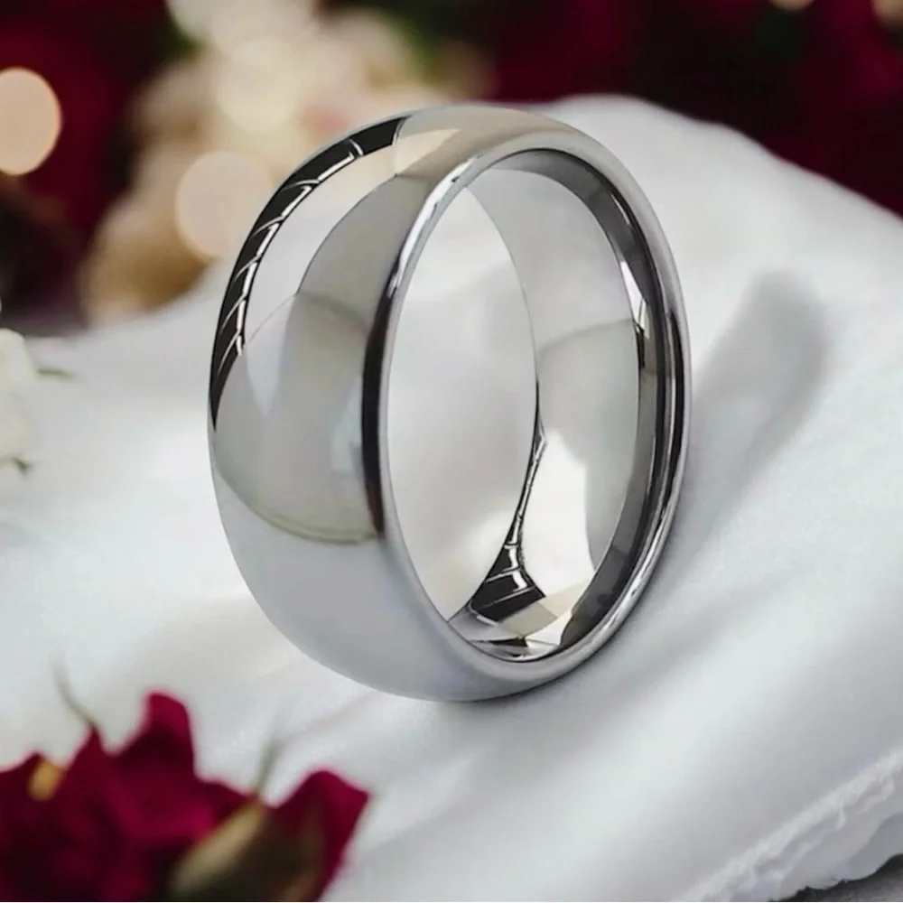 Men's Titanium Wedding Band Ring 8mm Silver Tone NWT